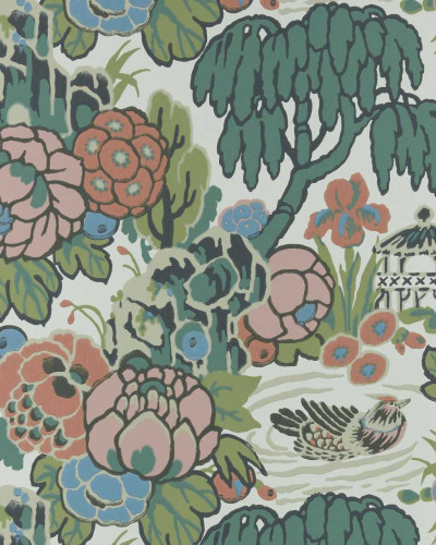 Tapet floral vibrant cu design chinezesc