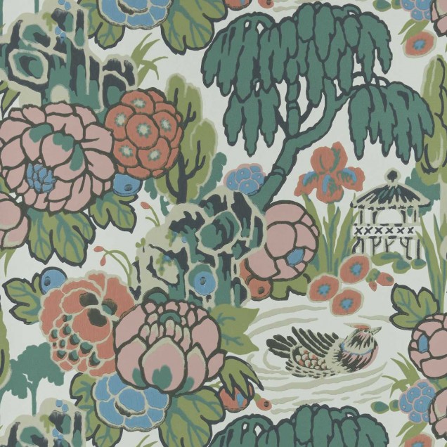 Tapet floral vibrant cu design chinezesc