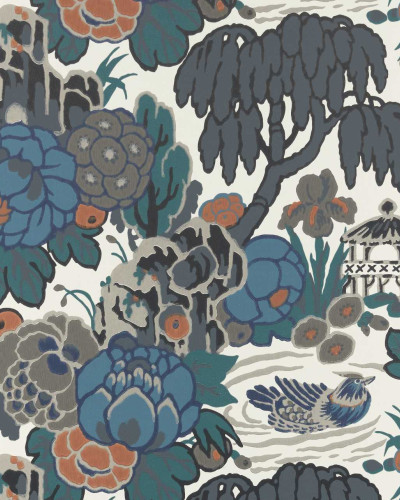 Tapet cu design floral inspirat de tradiția orientală, cu culori vibrante și detalii complexe.