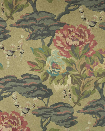 Wallpaper floral Paeonia Lacquer Gold de la 1838 Wallcoverings