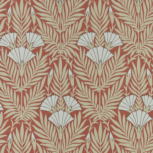 Tapet floral cu model in nuante de coral.
