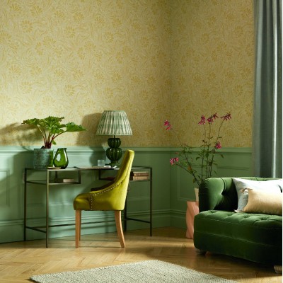 Tapet floral galben pal cu design clasic