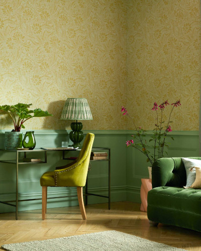 Tapet floral galben pal cu design clasic