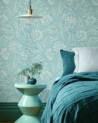 Tapet Eden, Soft Teal, model floral delicat, culoare teal moale