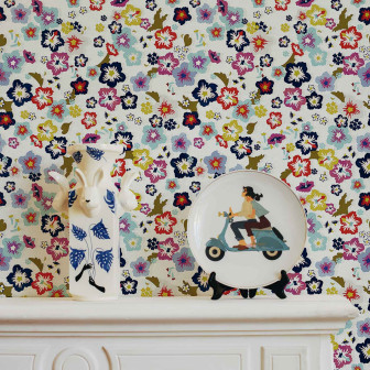 Tapet floral multicolor