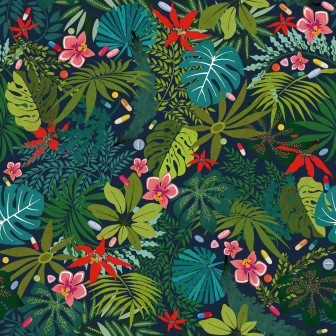 Tapet cu design de junglă tropicală luxuriantă