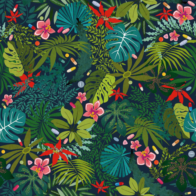 Tapet cu design de junglă tropicală luxuriantă
