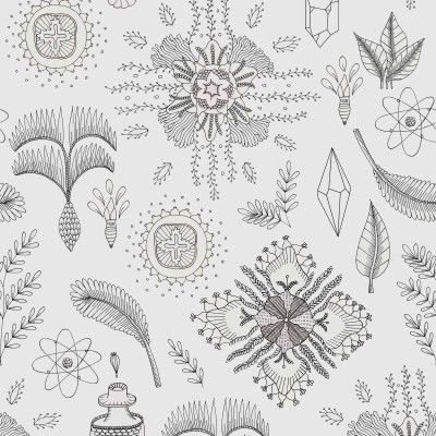 Tapet decorativ alb-negru cu modele abstracte