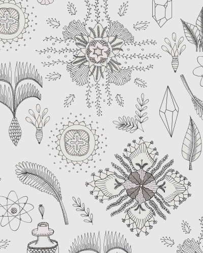 Tapet decorativ alb-negru cu modele abstracte