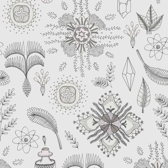 Tapet decorativ alb-negru cu modele abstracte