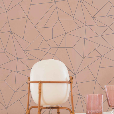 Tapet cu design geometric somon pentru un interior modern