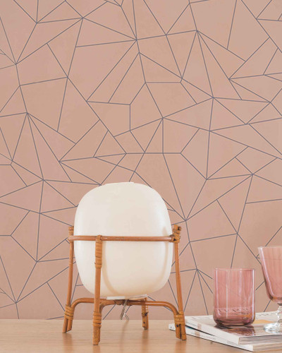 Tapet cu design geometric somon pentru un interior modern