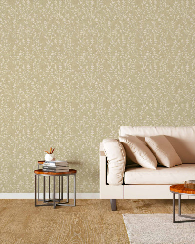 Tapet floral verde cu design delicat