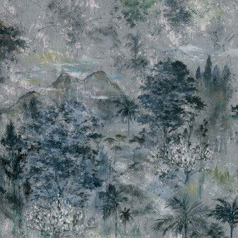 Tapet cu peisaj muntos în tonuri de gri și argintiu