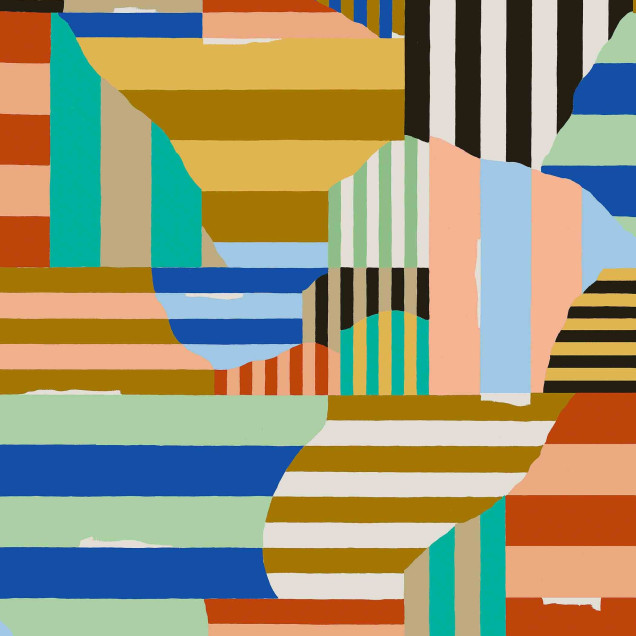 Tapet cu model geometric abstract multicolor