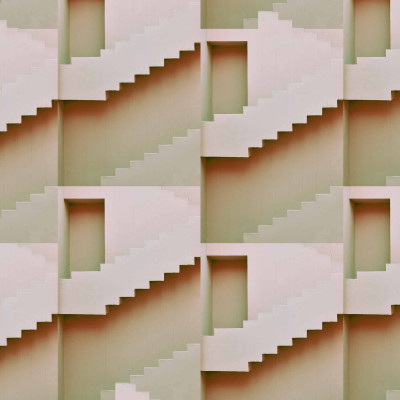 Tapet lavabil cu design geometric de scări în relief, culoare verde