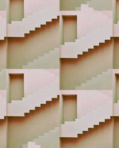 Tapet lavabil cu design geometric de scări în relief, culoare verde