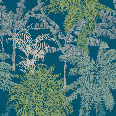 Tapet cu design tropical cu palmieri turcoaz