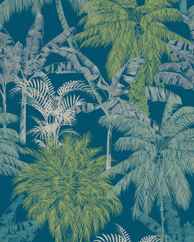 Tapet cu design tropical cu palmieri turcoaz