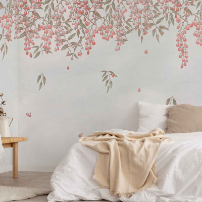 Tapet floral cu design delicat în dormitor