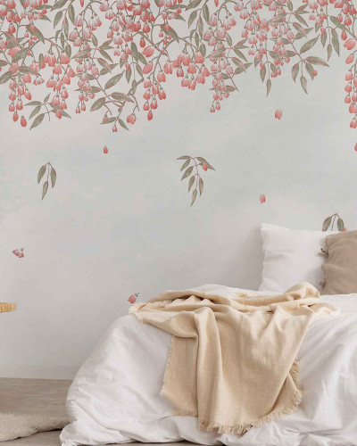 Tapet floral cu design delicat în dormitor