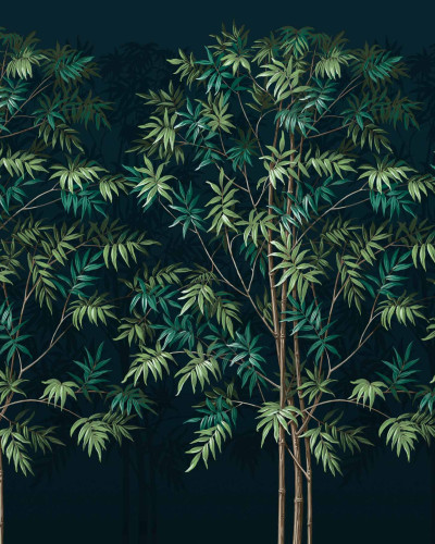 Tapet cu design tropical într-o baie modernă