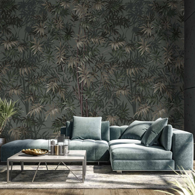 Tapet cu design floral în baie