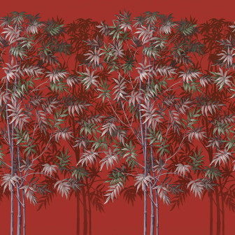 Tapet floral cu design exotic pe fundal corai într-o baie modernă