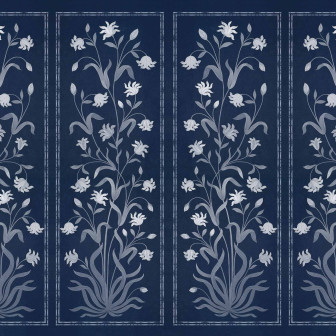 Tapet floral bleumarin cu design stilizat