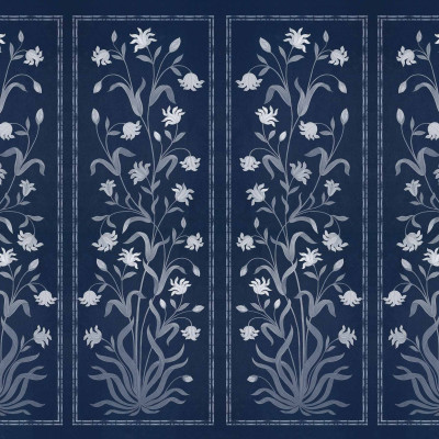 Tapet floral bleumarin cu design stilizat