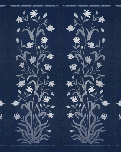 Tapet floral bleumarin cu design stilizat