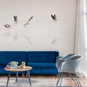 Tapet elegant cu design de păsări într-un interior modern