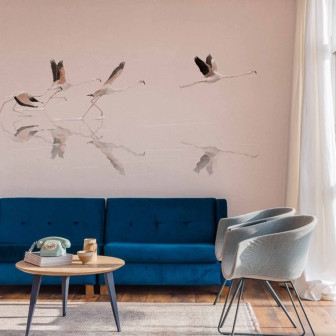 Fototapet cu flamingo într-un interior modern