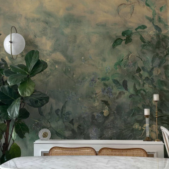 Tapet floral cu design inspirat de natură, într-un interior elegant