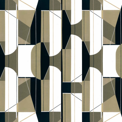 Tapet geometric kaki cu design modern