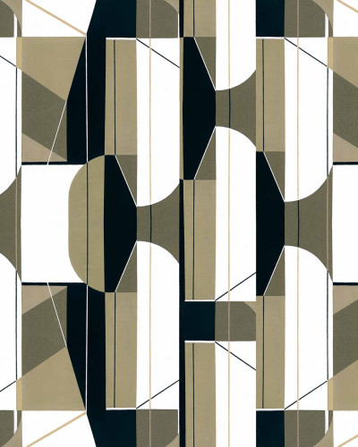 Tapet geometric kaki cu design modern