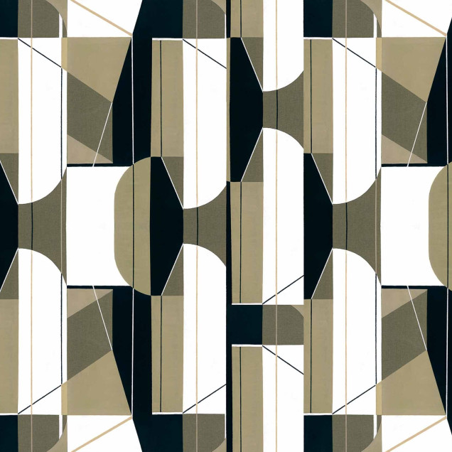 Tapet geometric kaki cu design modern
