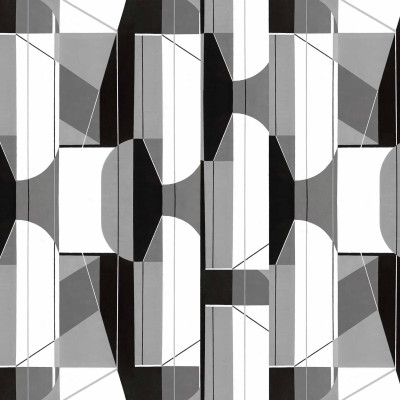 Tapet cu design geometric argintiu și negru
