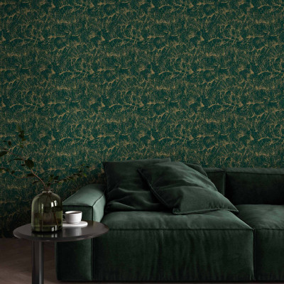 Tapet smarald sepia cu design abstract într-un decor interior elegant