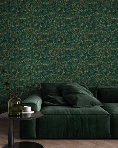 Tapet smarald sepia cu design abstract într-un decor interior elegant