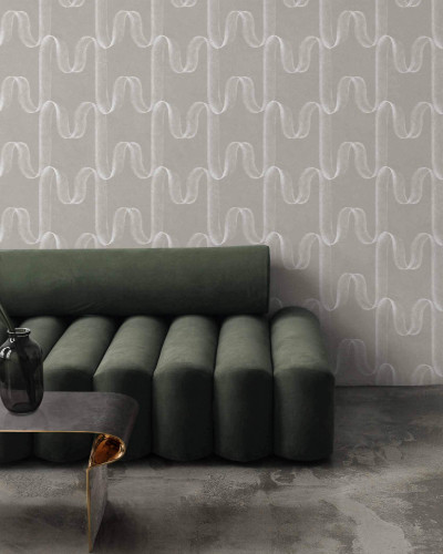 Tapet gri cu model geometric alb
