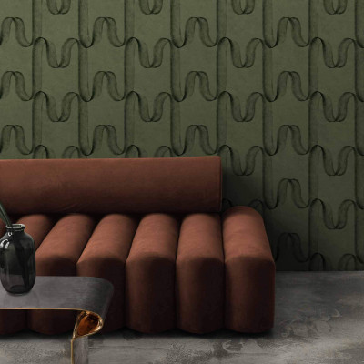 Tapet decorativ în nuanțe de grafit și măsliniu, design modern