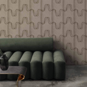 Tapet decorativ cu design grafic elegant, nuanțe de gri și taupe