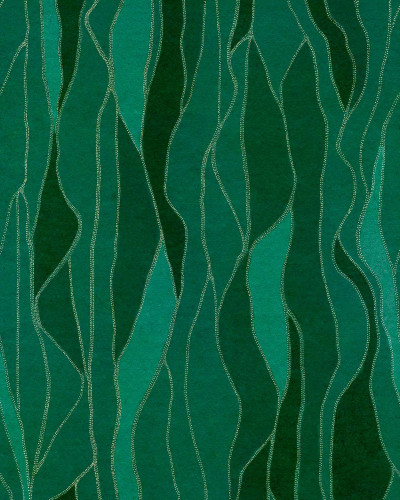Tapet abstract smarald într-un living modern
