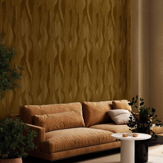 Tapet abstract auriu intr-un living modern