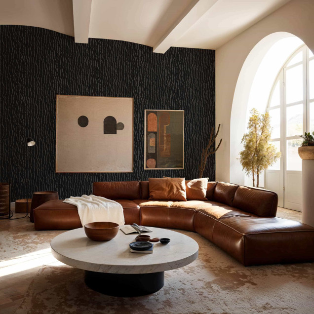 Tapet cu design abstract în living modern