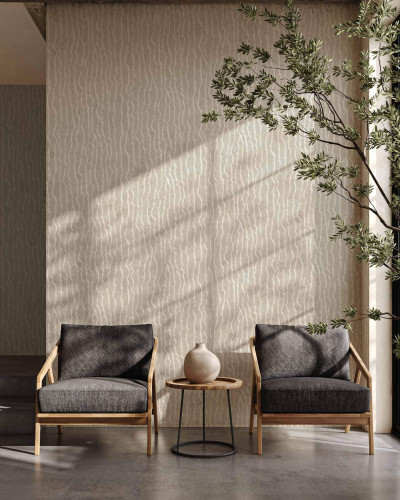 Tapet decorativ cu model abstract într-o cameră de zi modernă