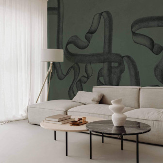 Tapet decorativ smarald cu design abstract