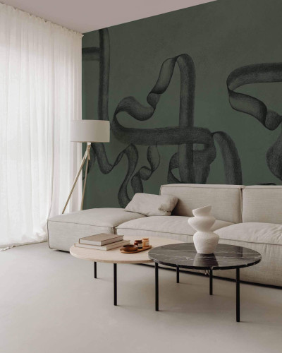 Tapet decorativ smarald cu design abstract