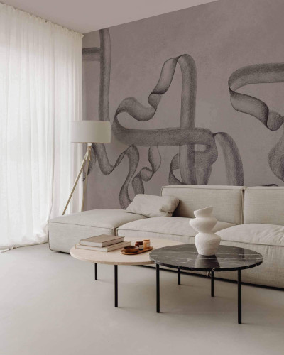 Tapet decorativ cu model abstract elegant într-un living modern